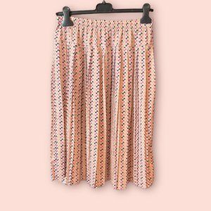 Ace Delivery Pleated Skirt - Geometric Pattern, Boho - Size Medium